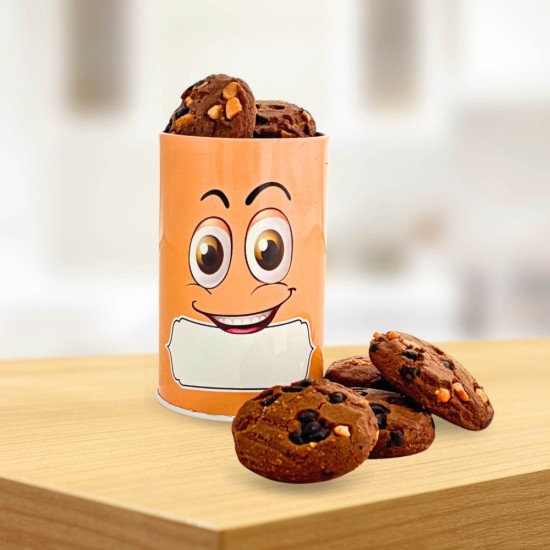 HAZEL Emoji Printed Tin Containers Orange – Colorful Airtight Storage Jars for Gifting & Snacks, 490 ML
