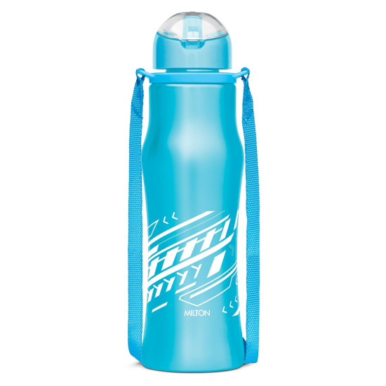 Milton Gaiety 650 Stainless Steel Sipper Water Bottle 600 ml, Single Walled, ISI Certified I Leak Proof Lid, Rust Proof I For School, Office, Gym I Blue