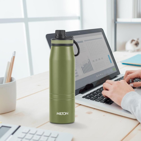 Milton Sparkle 900 Stainless Steel Water Bottle 925 ml with Easy Sip Cap, Military Green