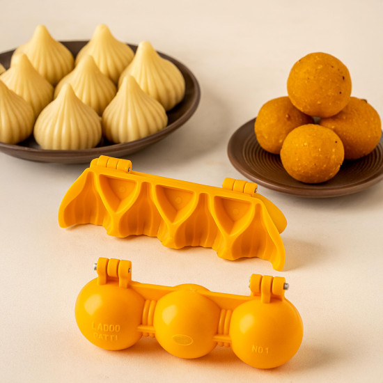 DS Ganpati Sweet Mithai Chocolate Sancha Modak Patti Mould with Ladoo Patti Mould, Plastic