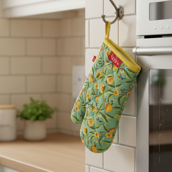 HAZEL Cotton Mitten Gloves for Kitchen | Heat Resistant Microwave & Oven Gloves | Baking, Cooking, Anti-Hot Protection - Set of 1