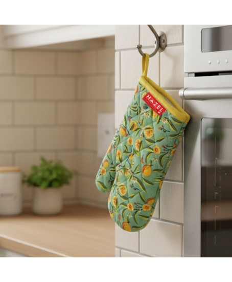 HAZEL Cotton Mitten Gloves for Kitchen | Heat Resistant Microwave & Oven Gloves | Baking, Cooking, Anti-Hot Protection - Set of 1