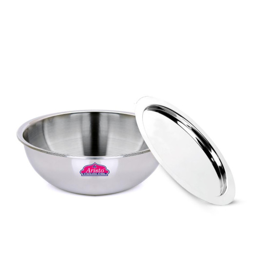 Aristo Triply Induction Friendly Tasra With Stainless Steel Lid, Silver, 22.5 cm, 2.1 Litre
