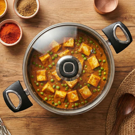 Aristo Triply Steel Honeycomb Kadai 26cm, 3200 ml | Fast Heating, Durable & Scratch-Resistant