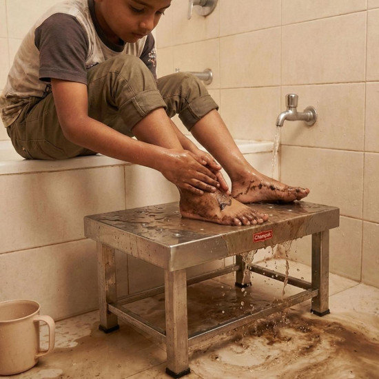 Champak Stool Bathroom Stainless Steel Patla 7 Inch