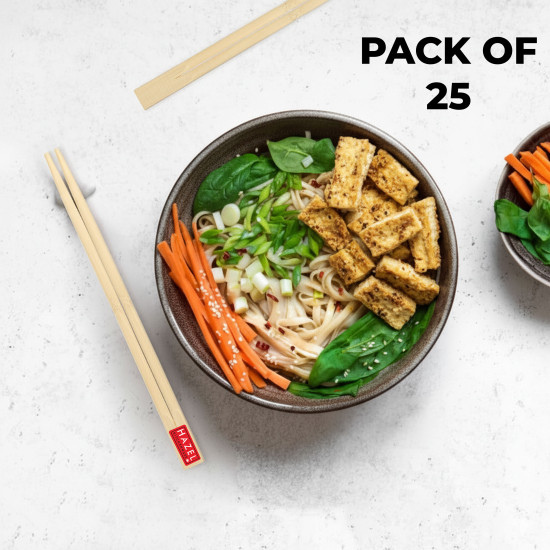 HAZEL Disposable Wooden Chopsticks 20 cm | Eco-Friendly, Smooth Finish & Easy-to-Use Chopsticks for Dining | Pack of 25 Pairs (50 Pieces)