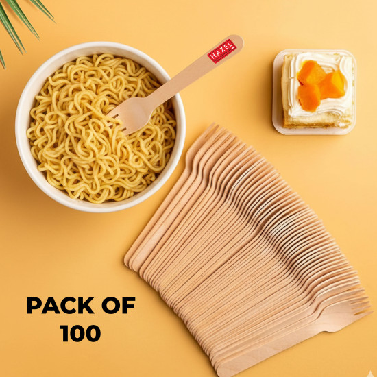 HAZEL Disposable Fork 16 CM | Strong & Hygienic Forks for Parties & Catering | Pack of 100