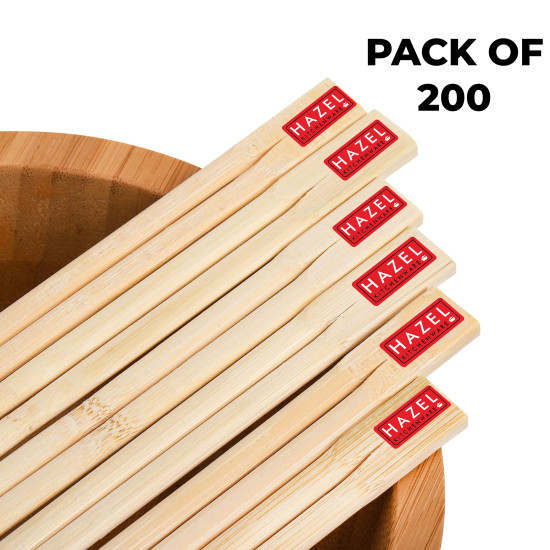 HAZEL Disposable Wooden Chopsticks 20 CM | Eco-Friendly, Smooth Finish & Easy-to-Use Chopsticks for Dining | Pack of 200 Pairs