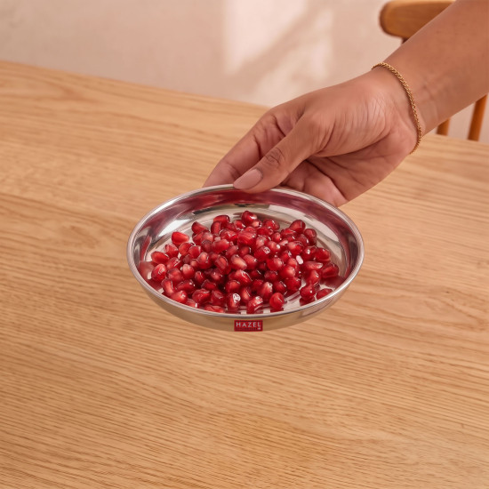 HAZEL Stainless Steel Plates Set | Small Steel Plates For Snacks | Breakfast Plates, 200 ML, Set of 1