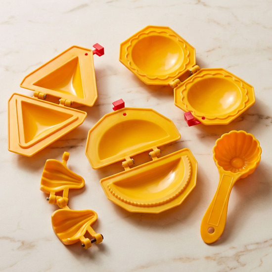 DS Kachori Samosa Modak Karanji Mould with Prasad Mud Scoop, Plastic