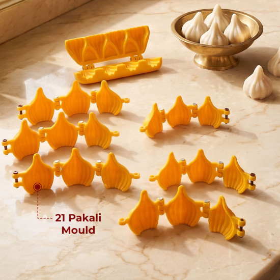 DS Plastic 6 Pcs Modak Sweet Mithai Chocolate Mould Sancha Sacha with Strip Mould Combo, Set of 7