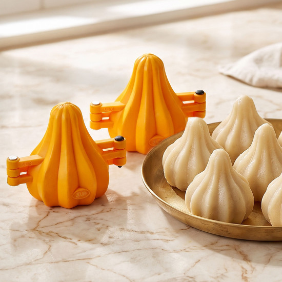 DS Modak Mould Set of 2 | Two Fold Plastic Modak Maker for Ganpati | Chocolate Modak Shaper Sacha Set
