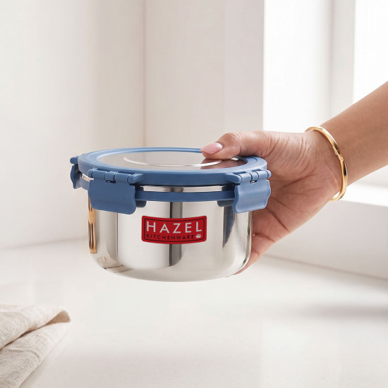 HAZEL Multi-Purpose Stainless Steel Containers with Lid 1100 ML, Leak Proof, Kitchen Storage