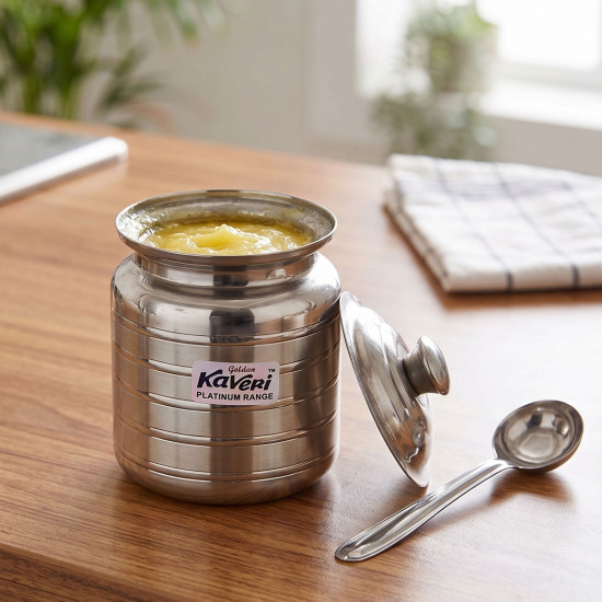 Kaveri Stainless Steel Kitchen Storage Ghee Dani Oil Pot Container, 350 ML