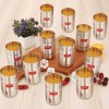 HAZEL Stainless Steel Glass for Drinking Water | Unbreakable Glass Set of 12 with Glossy Finish Design & Dishwasher Safe, 450 ML